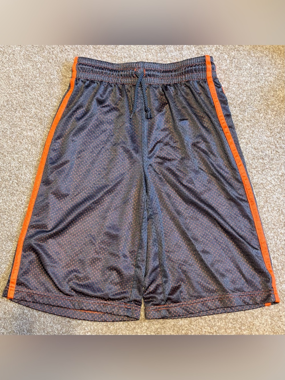Athletic Basketball Shorts Orange Trim, Boys Size Large (10/12)